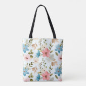 Kleurrijk Waterverf Wildbloemen Patroon Tote Bag (Achterkant)