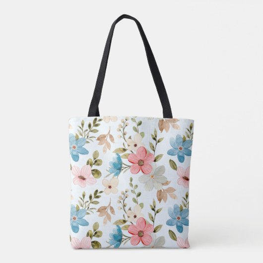 Kleurrijk Waterverf Wildbloemen Patroon Tote Bag (Achterkant)