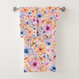 Kleurrijk Waterverf Wilde Bloemen Bloemmotief Bad Handdoek