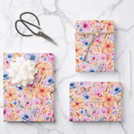 Kleurrijk Waterverf Wilde Bloemen Bloemmotief Inpakpapier Vel