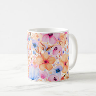 Kleurrijk Waterverf Wilde Bloemen Bloemmotief Koffiemok