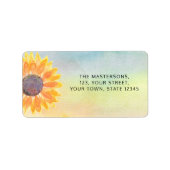 Kleurrijk Waterverf Zonnebloem Retouradres Etiket (Voorkant)