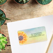 Kleurrijk Waterverf Zonnebloem Retouradres Etiket