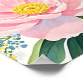 Kleurrijk waterverfboeket van pioenrozen, margriet poster (Hoek)