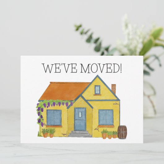 Kleurrijk waterverfhuis Nieuw adreskaart Aankondiging (Staand voorkant)