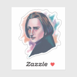 Kleurrijk waterverfportret van Liszt Sticker