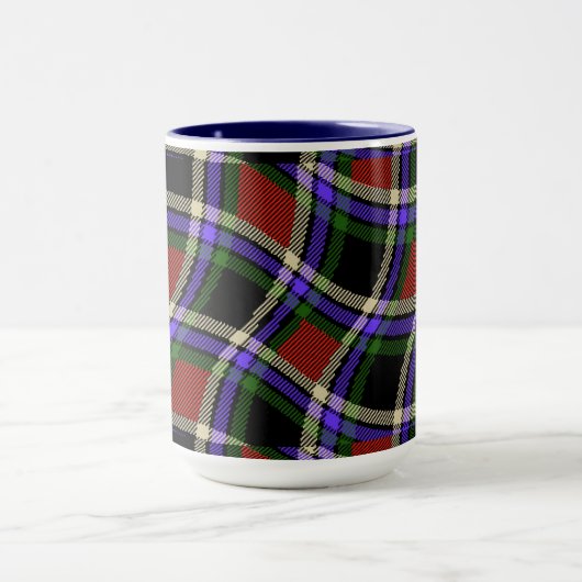 Kleurrijk Wavy Tartan Patroon Groen Rood Paars Wit Mok (Midden)