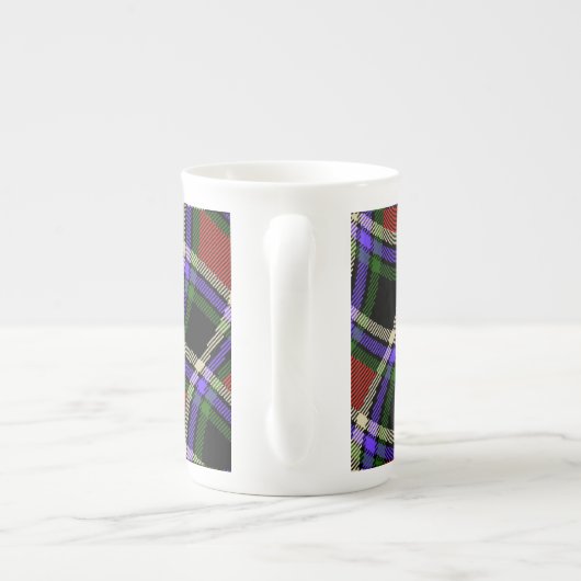 Kleurrijk Wavy Tartan Patroon Groen Rood Paars Wit Porselein Kop (Achterkant)