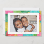 Kleurrijk Weefseldocument Horizontale Kerstmisfoto Feestdagenkaart (Voorkant)