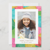 Kleurrijk Weefseldocument Verticale Kerstmisfoto Feestdagenkaart (Voorkant)