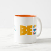 Kleurrijk Wees gek Eerlijk Aardig Inspirerend Tweekleurige Koffiemok (Voorkant rechts)