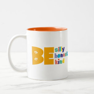 Kleurrijk Wees gek Eerlijk Aardig Inspirerend Tweekleurige Koffiemok