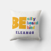 Kleurrijk wees gek eerlijk vriendelijk inspirerend kussen (Achterkant)