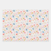 Kleurrijk weide wilde bloemen patroon boho elegant inpakpapier vel (Voorkant 3)