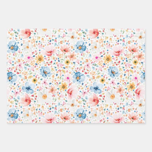 Kleurrijk weide wilde bloemen patroon boho elegant inpakpapier vel (Voorkant 2)