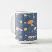 Kleurrijk weiland op blauw koffiemok (Voorkant links)