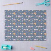 Kleurrijk weiland op blauw tissuepapier (Craft)