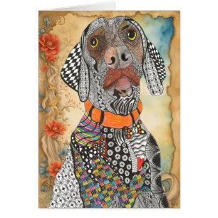 Kleurrijk Weimaraner Dog Floral Wenskaart