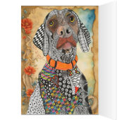 Kleurrijk Weimaraner Dog Floral Wenskaart (Binnen (Links))