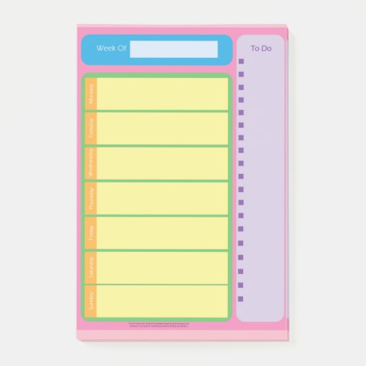 Kleurrijk wekelijks om netelige opmerkingen te mak post-it® notes (Voorkant)