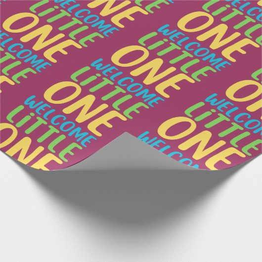 Kleurrijk "Welcome Little One" Baby shower Cadeaupapier (Hoek)