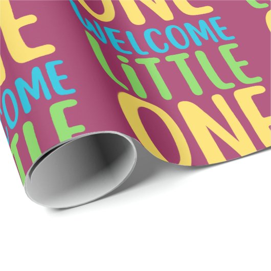 Kleurrijk "Welcome Little One" Baby shower Cadeaupapier (Rol Hoek)