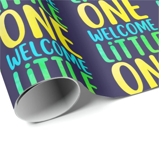 Kleurrijk "Welcome Little One" Baby shower Cadeaupapier (Rol Hoek)