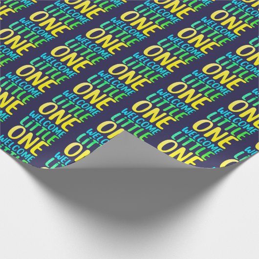 Kleurrijk "Welcome Little One" Baby shower Cadeaupapier (Hoek)