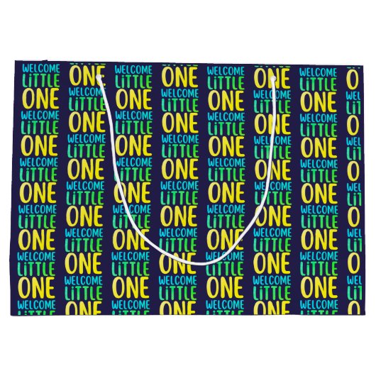 Kleurrijk "Welcome Little One" Baby shower Groot Cadeauzakje (Achterkant)