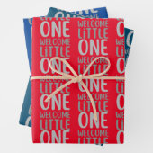 Kleurrijk "Welcome Little One" Baby shower Inpakpapier Vel (In situ)