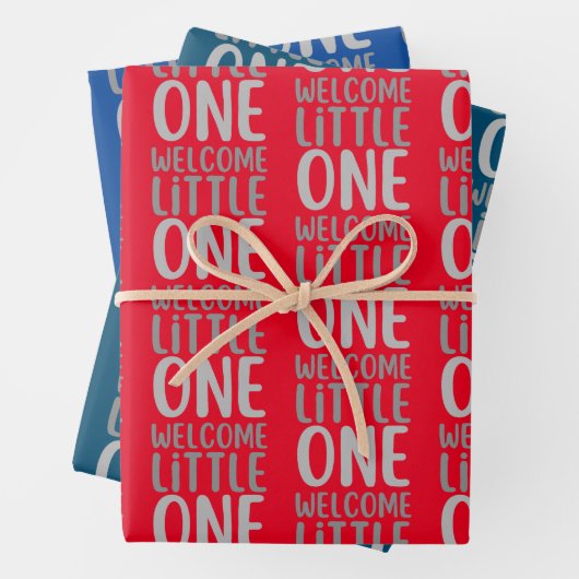 Kleurrijk "Welcome Little One" Baby shower Inpakpapier Vel (In situ)