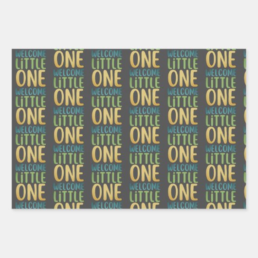 Kleurrijk "Welcome Little One" Baby shower Inpakpapier Vel (Voorkant 3)