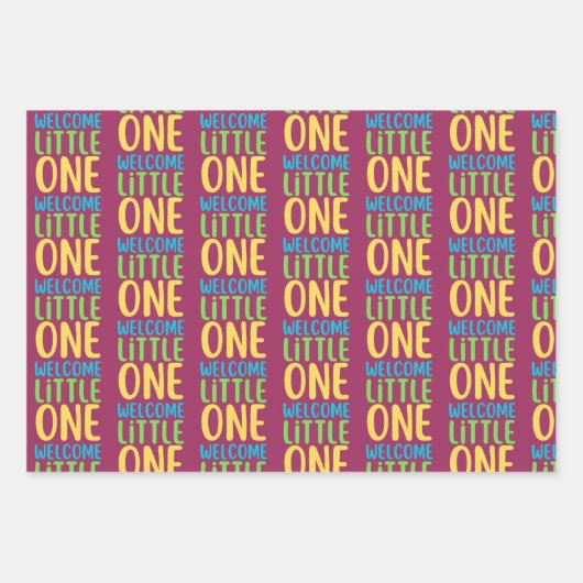 Kleurrijk "Welcome Little One" Baby shower Inpakpapier Vel (Voorkant 2)