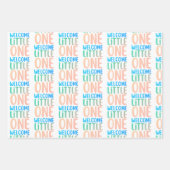 Kleurrijk "Welcome Little One" Baby shower Inpakpapier Vel (Voorkant)