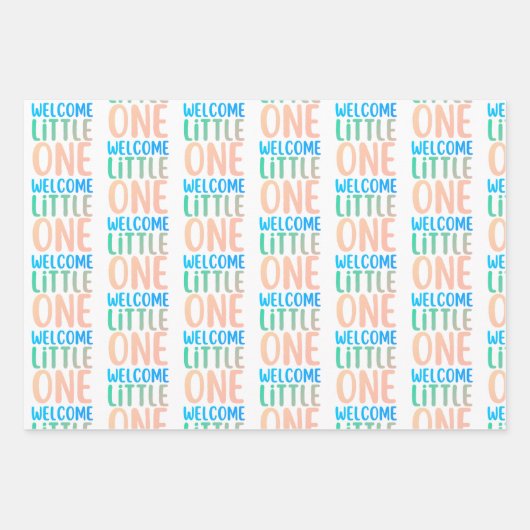 Kleurrijk "Welcome Little One" Baby shower Inpakpapier Vel (Voorkant)