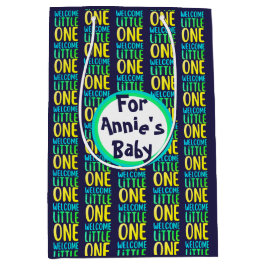 Kleurrijk "Welcome Little One" Baby shower Medium Cadeauzakje