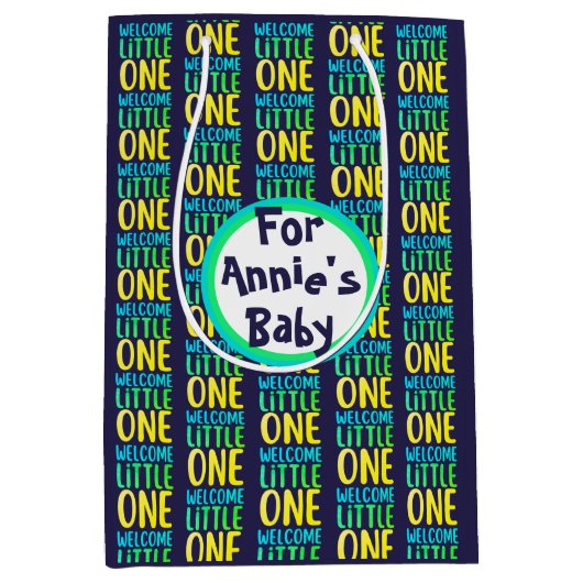 Kleurrijk "Welcome Little One" Baby shower Medium Cadeauzakje (Voorkant)