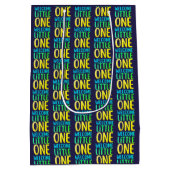 Kleurrijk "Welcome Little One" Baby shower Medium Cadeauzakje (Achterkant)