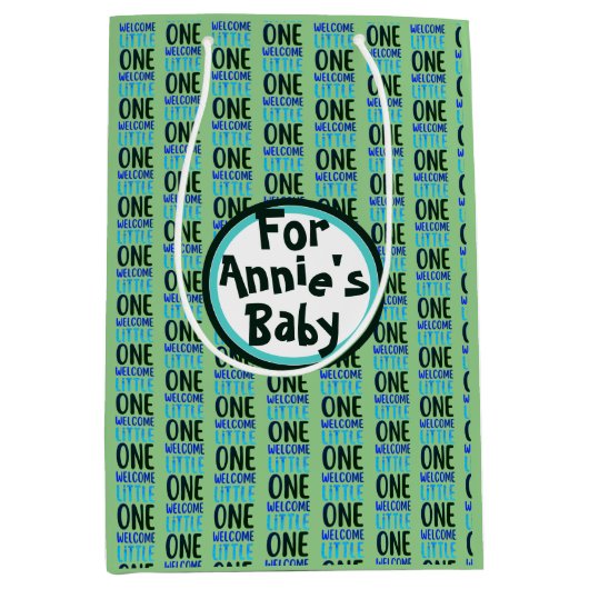 Kleurrijk "Welcome Little One" Baby shower Medium Cadeauzakje (Voorkant)