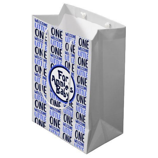 Kleurrijk "Welcome Little One" Baby shower Medium Cadeauzakje (Voorkant Gekanteld)