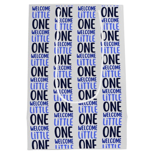 Kleurrijk "Welcome Little One" Baby shower Medium Cadeauzakje (Achterkant)