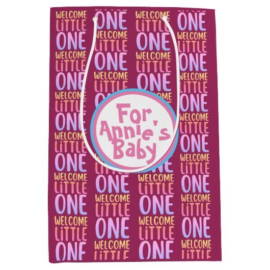 Kleurrijk "Welcome Little One" Baby shower Medium Cadeauzakje (Voorkant)