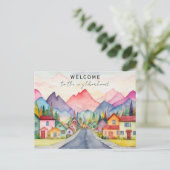 Kleurrijk Welkom in de Buurt Bergen Briefkaart (Staand voorkant)