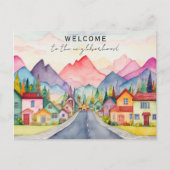 Kleurrijk Welkom in de Buurt Bergen Briefkaart (Voorkant)