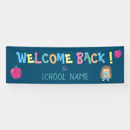 Kleurrijk welkom terug op school hedgehog banner