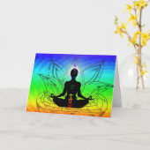 Kleurrijk wenskaart met chakras kaart (Gele Bloem)
