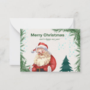 Kleurrijk Wenskaart met rode en groene kerst Notitiekaartje