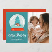 Kleurrijk Wereldbol blauw van het moderne sneeuw u Feestdagenkaart (Voorkant / Achterkant)