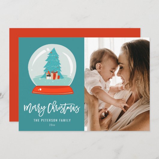 Kleurrijk Wereldbol blauw van het moderne sneeuw u Feestdagenkaart (Voorkant / Achterkant)