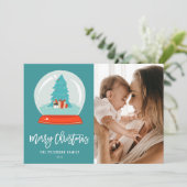 Kleurrijk Wereldbol blauw van het moderne sneeuw u Feestdagenkaart (Staand voorkant)